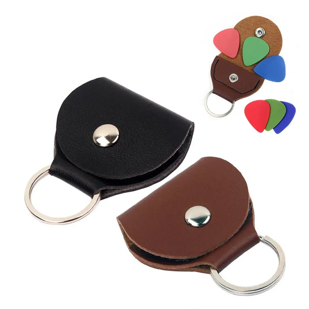 Custodia porta plettro per chitarra portachiavi con 3 plettri Borsa in pelle PU per plettri per basso ukulele Custodia portachiavi portatile