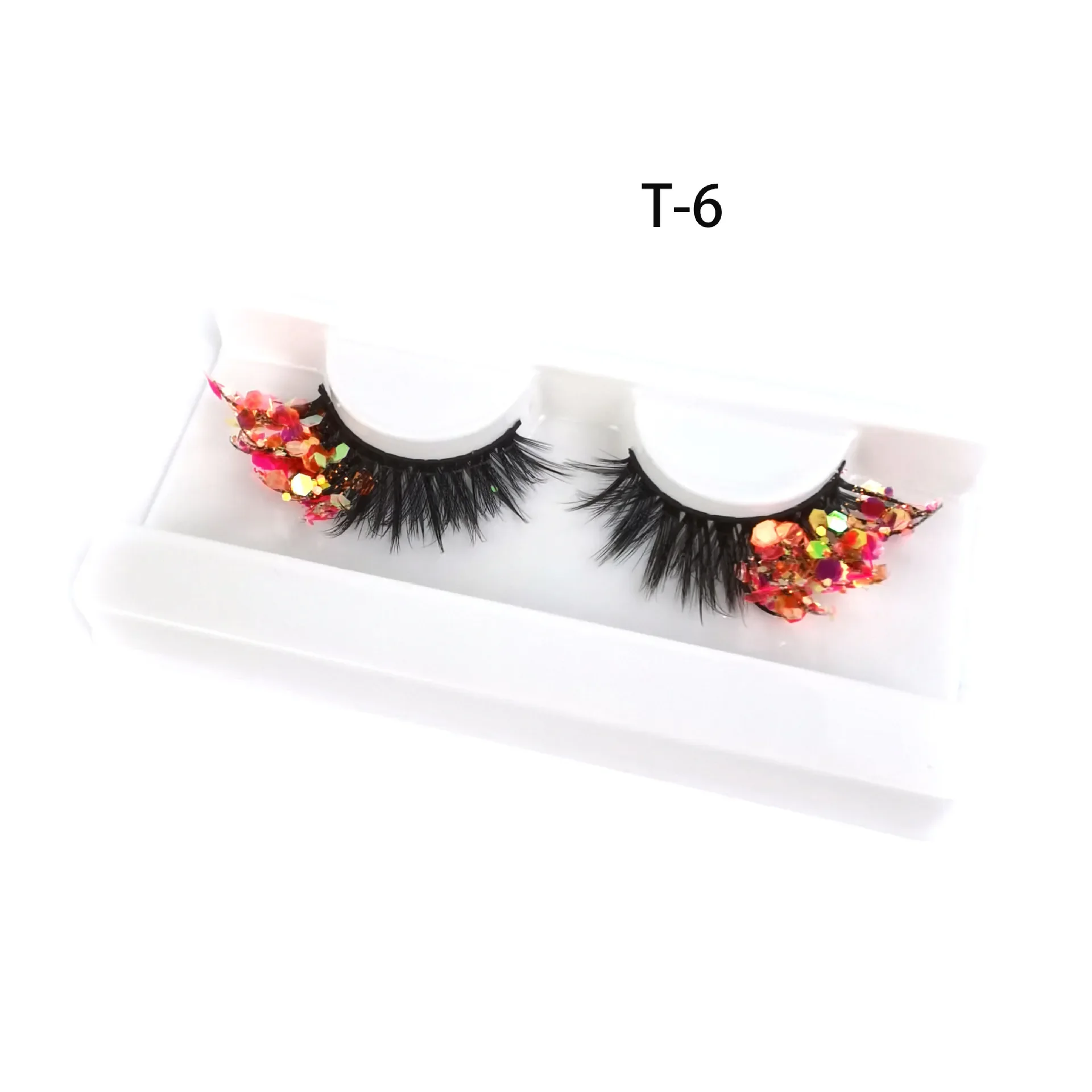 つけまつげ ドラマチックな輝くピンクのスパンコール スパンコール装飾アイラッシュ ふわふわのウィスピーなロングラッシュ