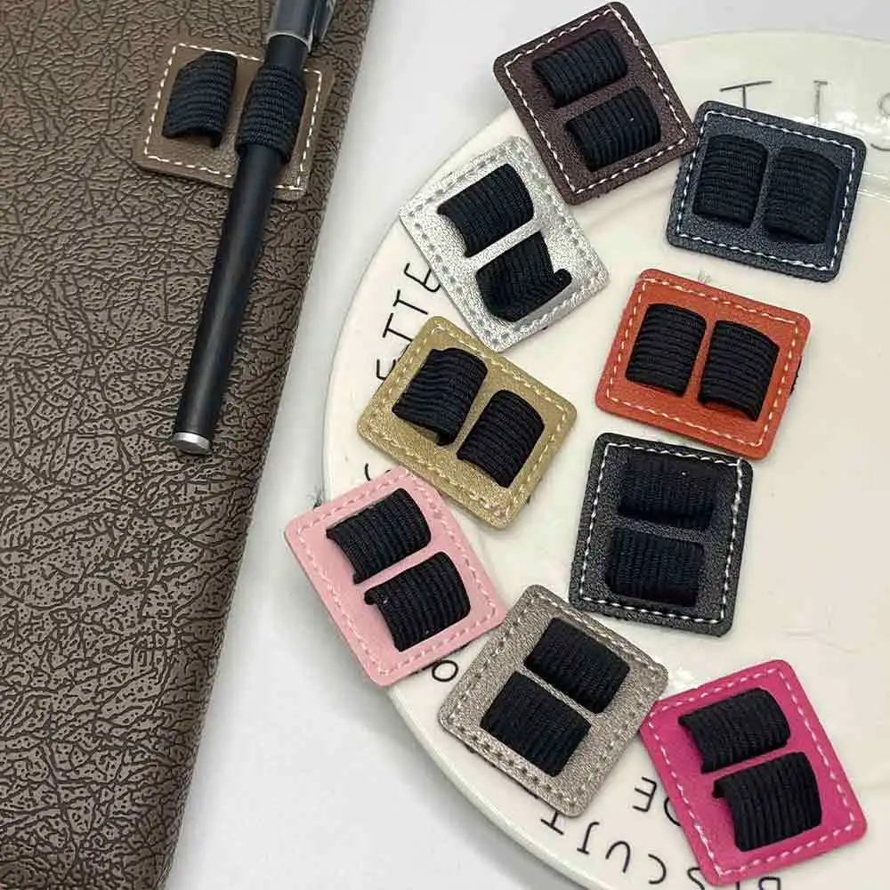 1pcs Leather Elastic Pen Loop Holder for Notebooks Tablet Case Self Adhesive 2 Holes Pencil Storage Bag  for Laptop Stylus Pen