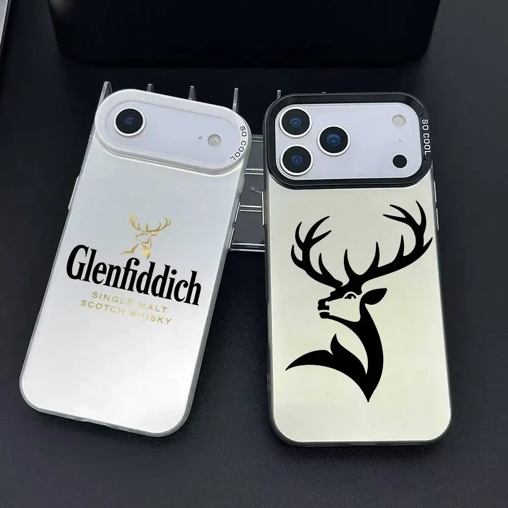 Glenfiddich Fishion funda de teléfono para iPhone 11 12 13 14 15 16 17 Pro Max Plus colorido plateado antideslizante teléfono antihuellas