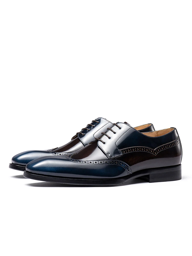 Chaussures formelles en cuir véritable pour hommes, semelle optique, à lacets, chaussures d'affaires décontractées, chaussures de mariage pour marié, printemps et automne, nouveau