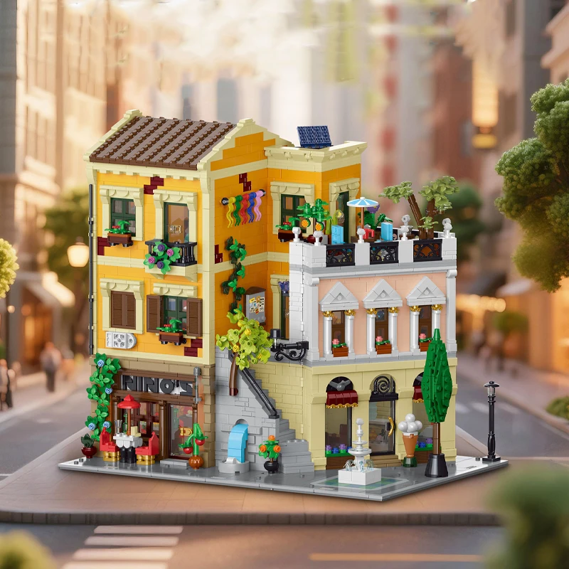 Klemmbausteine Rome Corner Store Haus Modulare Gebäudeblöcke Europäische Farbenfrohe Stadtansicht Architektur Ziegelstein-Modellbausatz Jungen Spielzeug Erwachsene Kinder Geschenk 4507 Teile