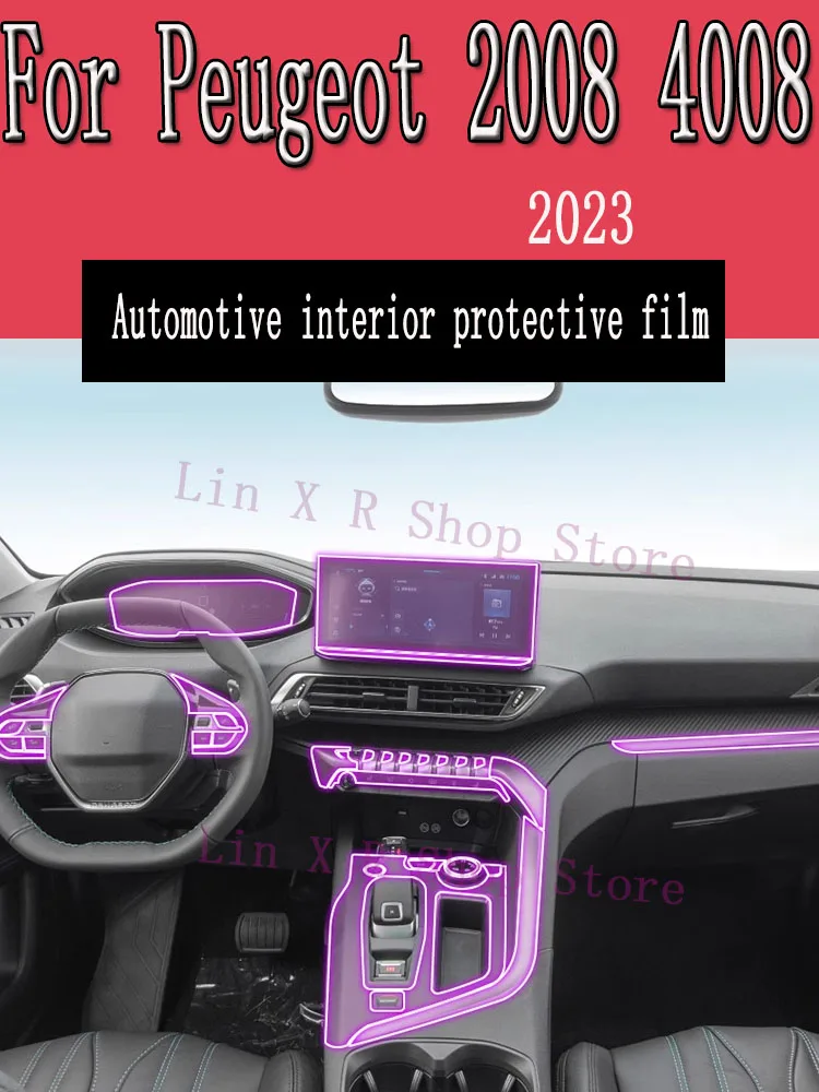 

For Peugeot 2008 4008 (2023) Gearbox Panel Navigation Automotive Interior Screen Protective Film TPU Anti-Scratch Sticker