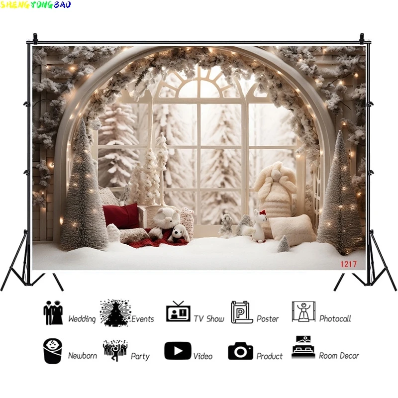 

Vinyl Custom Christmas Day Decoration Candy Family Portrait Photography Backdrops Flying Snowflake Studio Background Prop WW-21