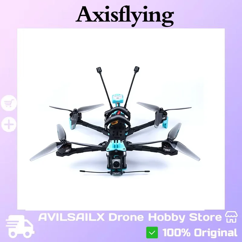 

Axisflying KOLAS 7-дюймовый FPV-дрон для дальних полетов BNF, аналоговый, HD, GPS, с функцией RTH, 4K, для кинематографических съемок, фристайла, складной квадрокоптер