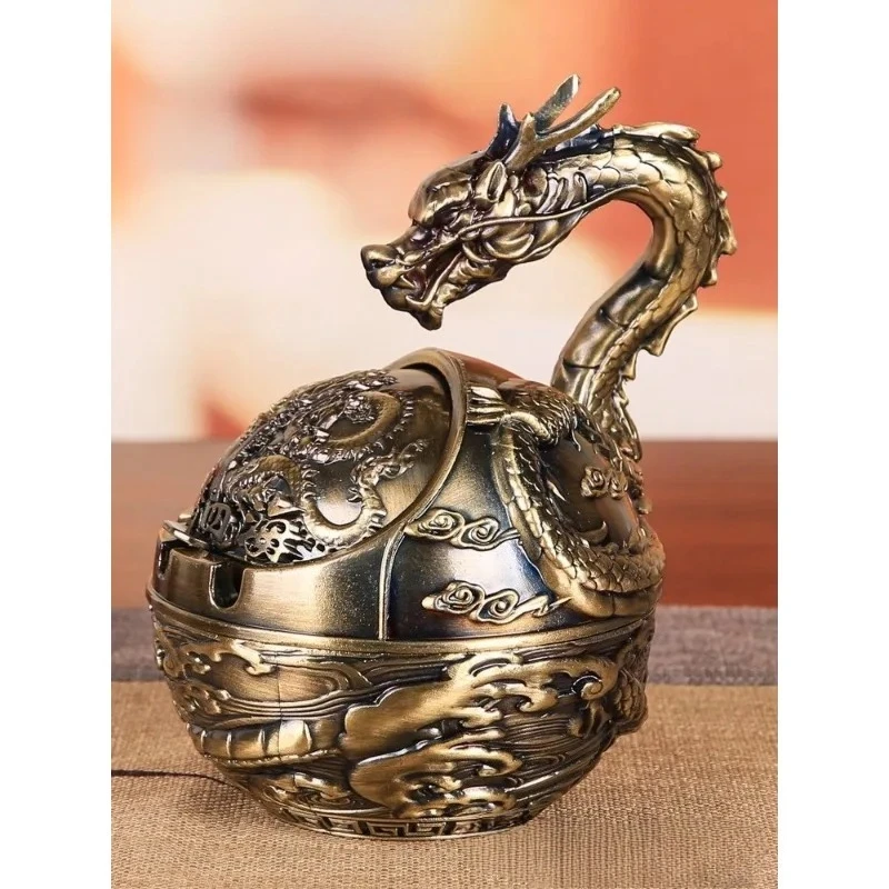 

Ashtray, home living room feeling creative personality bronze gift metal windproof