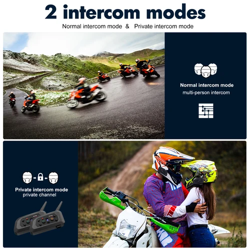 Imagen 2 del producto XiNOWy-intercomunicador V6 PLUS para casco de motocicleta, interfono con Bluetooth, impermeable, 6 conductores, 1200m, 850mAh