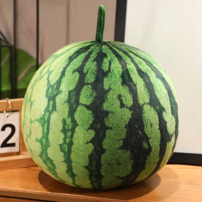 3D Simulated Watermelon Hug Pillow Round Long Watermelon Soft Plush Toys Fruit Sofa Cushion Suitable For Home Kids Gifts view 2