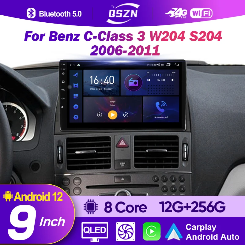 Reproductor Multimedia con GPS para coche, Radio estéreo con Android 13,0, Carplay, 8 + 2006G, para Benz Clase C 3, W204, S204, 2011-128