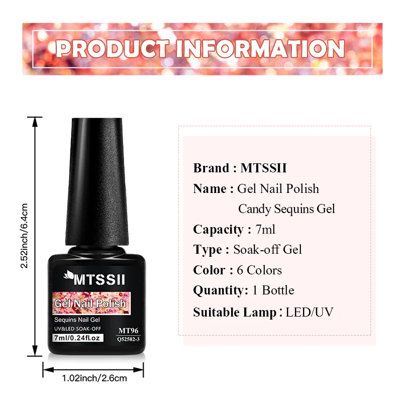 MTSSII グリーンキャンディスパンコールジェルネイルポリッシュキラキラグリッタースパンコールネイルジェルセミパーマネントソークオフアートヴァーニッシュマニキュアデザイン