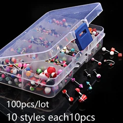 45/80/110Pcs Mix Styles Stainless Steel Tongue Eyebrow Belly Nose Ring Ear Cartilage Tragus Body Piercing Jewellery Without box