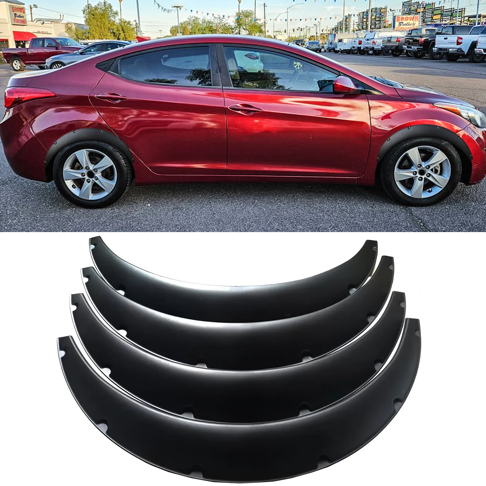 

For Hyundai Elantra Flexible Fender Flares Wheel Arch Extra Wide Body Kit 35"