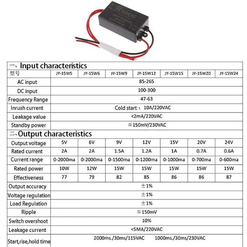 AC-DC Converter 220V to DC5V 6V 9V 12V 15V 20V 24V Switching Power Supply Module