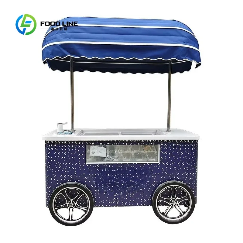 Custom  Mobile Fully Equipped Ice Cream Bike Cart with Cold Plate System Storage Racks  Perfect for Beach Resorts