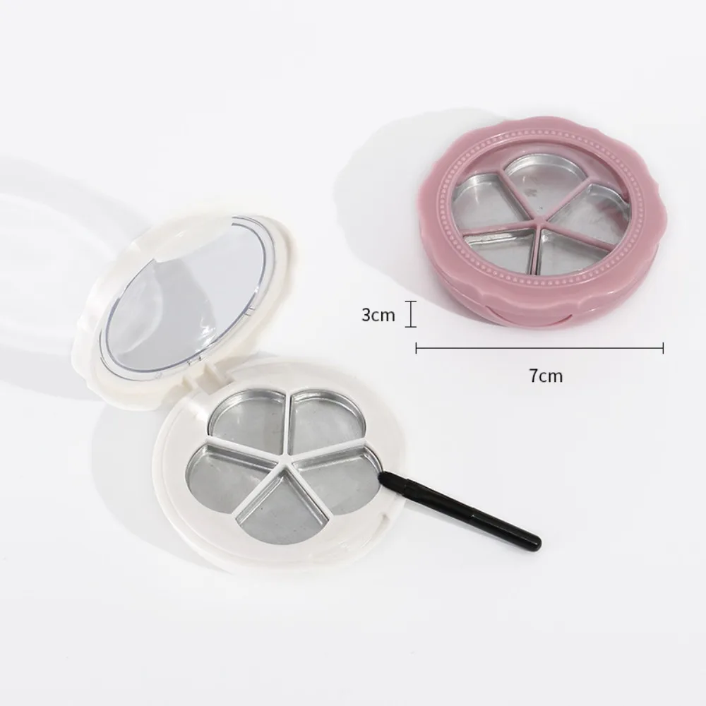 Portable with Mirror Empty Eyeshadow Case Flower Shape Clear Lid Lipstick Box Refillable Empty Lipstick Plate Box Outdoor