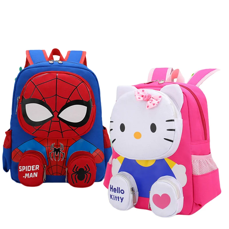 Spiderman Backpacks Superhero Student School Bag Cartoon Hello Kitty Kindergarten Backpack Children's Travel Bag