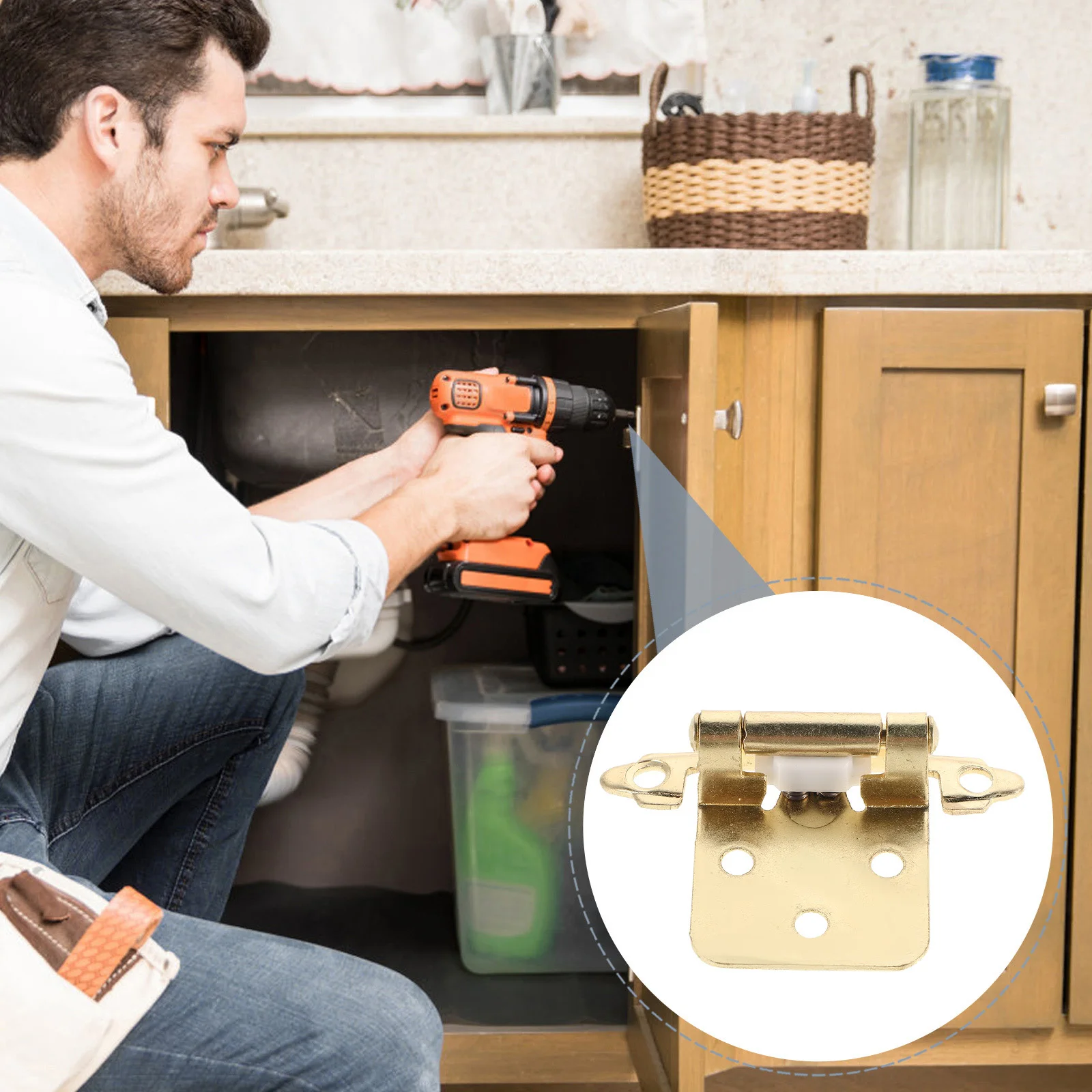 

5Pcs Rv Semi-Hidden Cabinet Door Hinges Self-Closing Spring Heavy Duty Auto Closing Door Hardware Spring Hinges for Doors