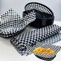 Foodservice Fast Food Baskets 100 Sheets Wax Deli Paper Reusable Oval Plastic Fruit Basket Fries Holder Basket Restaurant Snack