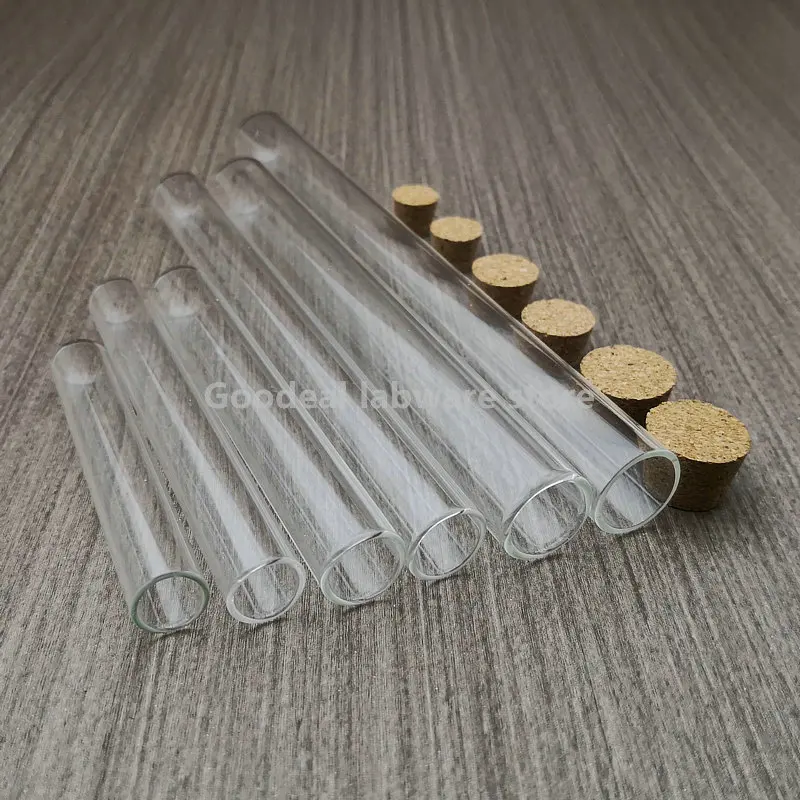 Imagem -05 - Tubo de Ensaio de Vidro Transparente com Rolhas de Cortiça Tubo Inferior Redondo Laboratório Suprimentos Faça Você Mesmo 12 mm 13 mm 15 mm 18 mm 20 Pcs Lot