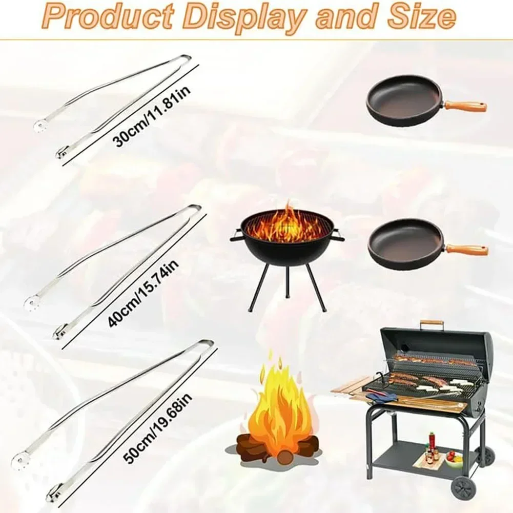 

Sausage Turning Tongs BBQ Stainless Steel BBQ Tongs Long Handle Grill Tongs Metal Barbecue Hot Dog Flipping Clip Multipurpose