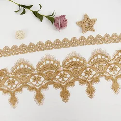 2Yards 16cm wide Gold Embroidery Flower Lace Trim Wedding Diy Handmade Patchwork China Style Ribbon Sewing Supplies Craft