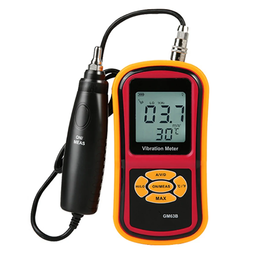 GM63B Digital Vibration Meter Portable Mini LCD Display Digital Vibration Meter with Probe