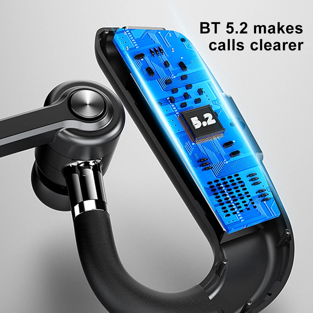 Bluetooth-Compatible 5.2+EDR Hands Free Headphone with Dual Noise Canceling Microphone Wireless Earpiece for All Smart Phones