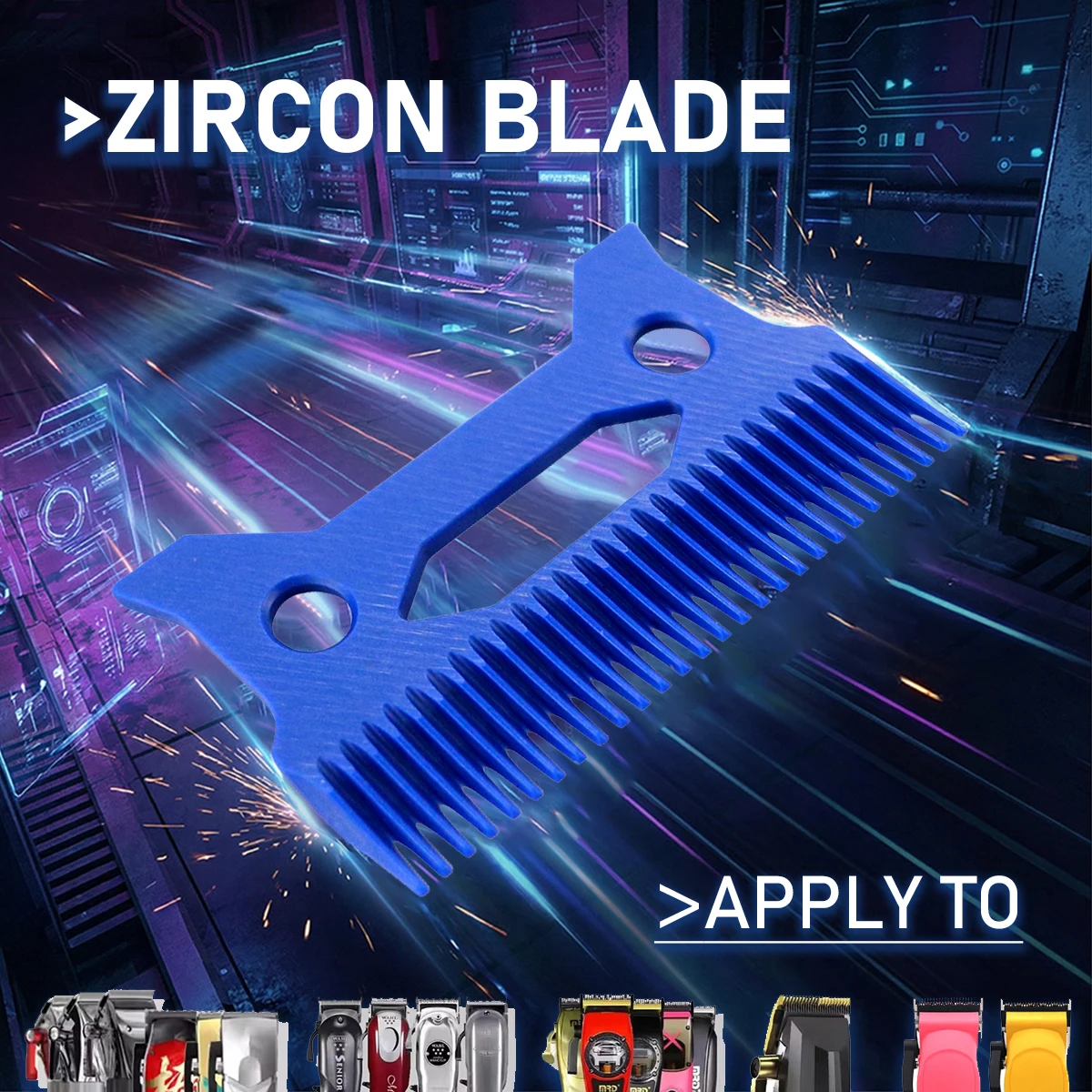 Professional Clipper Replacement CRUNCH Zircon Long Teeth Moving Blade PHANTECHO for JUCAI JC06 Madeshow VGR Compatible Models