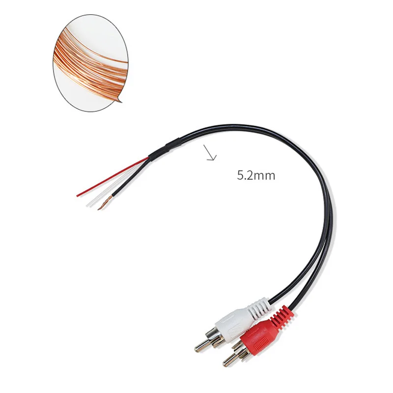 20cm 2 RCA Male Car Audio Cable AV Video Stereo connector extension wire Y plug to 2 RCA 3.15mm male Adapter For Video Camera