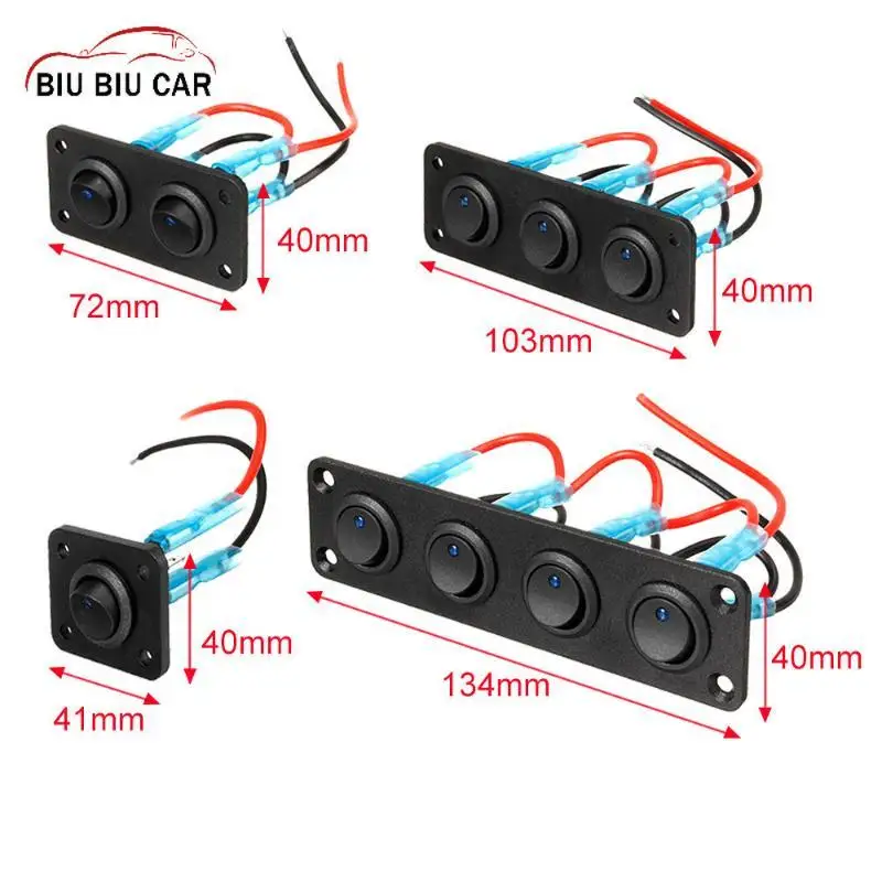 Marine Grade Toggle Switch Panel 12V 1-6 Buttons Universal Rocker Switch Set for Boat RV Off-road Circuit Control