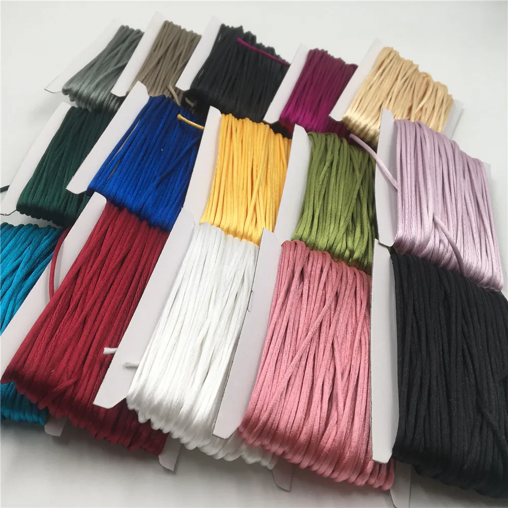 2mm Braided Macrame Silk Macrame Cord Rope Thread Wire DIY Chinese Knot Satin Bracelets Making Findings Beading 20 Meters Lot