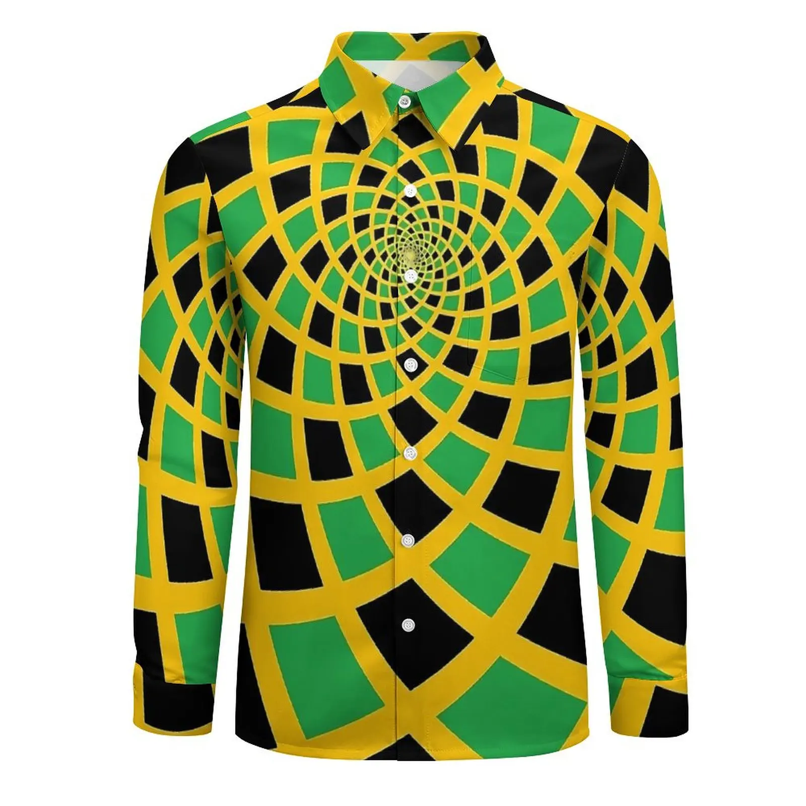 Abstract Jamaican Flag Shirt Spring  Casual Shirts Men Cool Blouse Long Sleeve Graphic Y2K Street Clothing Plus Size 3XL 4XL