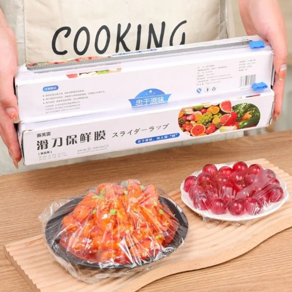 New Clear PE Sliding Food Wrap Film 30x100m Hand-free Roll Food Wrap Disposable Food Cover Kitchen Accessories
