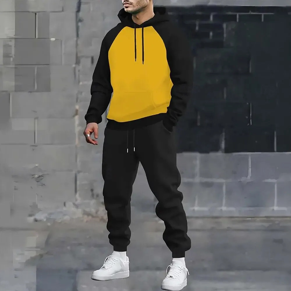 Outono inverno conjuntos de moletom masculino moda simples hoodies calças 2 peça roupa ao ar livre casual solto fatos de treino roupas masculinas