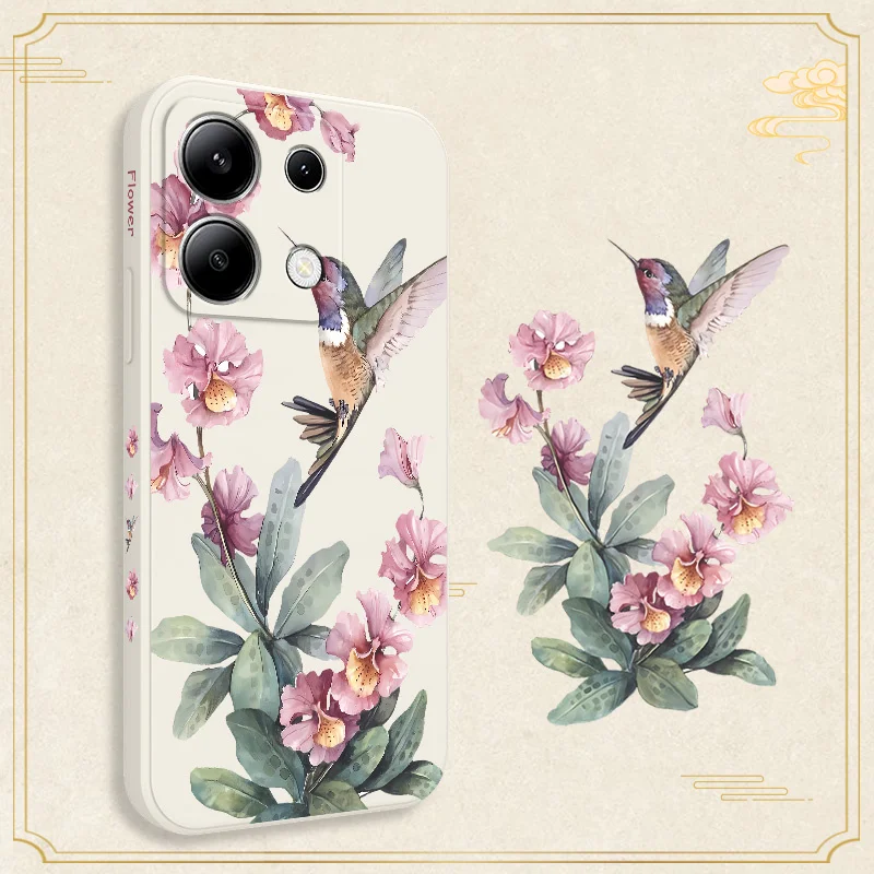 Pink Azaleas Phone Case For Xiaomi Redmi Note 13 12 12S 11 11S 10 10S 9 9S Pro Plus 4G 5G Liquid Silicone Cover