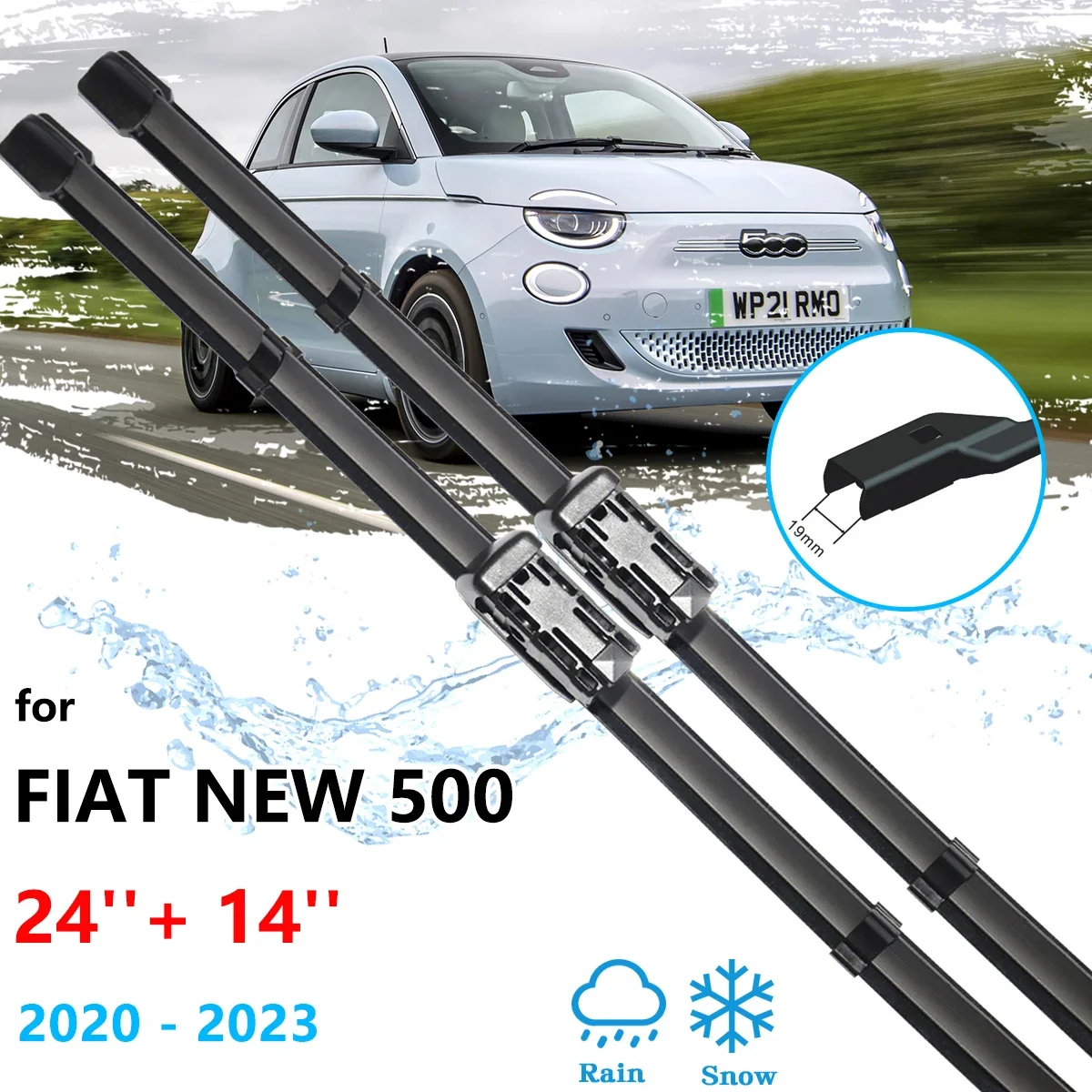 

For Fiat New 500 500e 2020 2021 2022 2023 Front Wiper Blades Cutter Window Windshield Windscreen Brushes Cleaning Car Accessorie