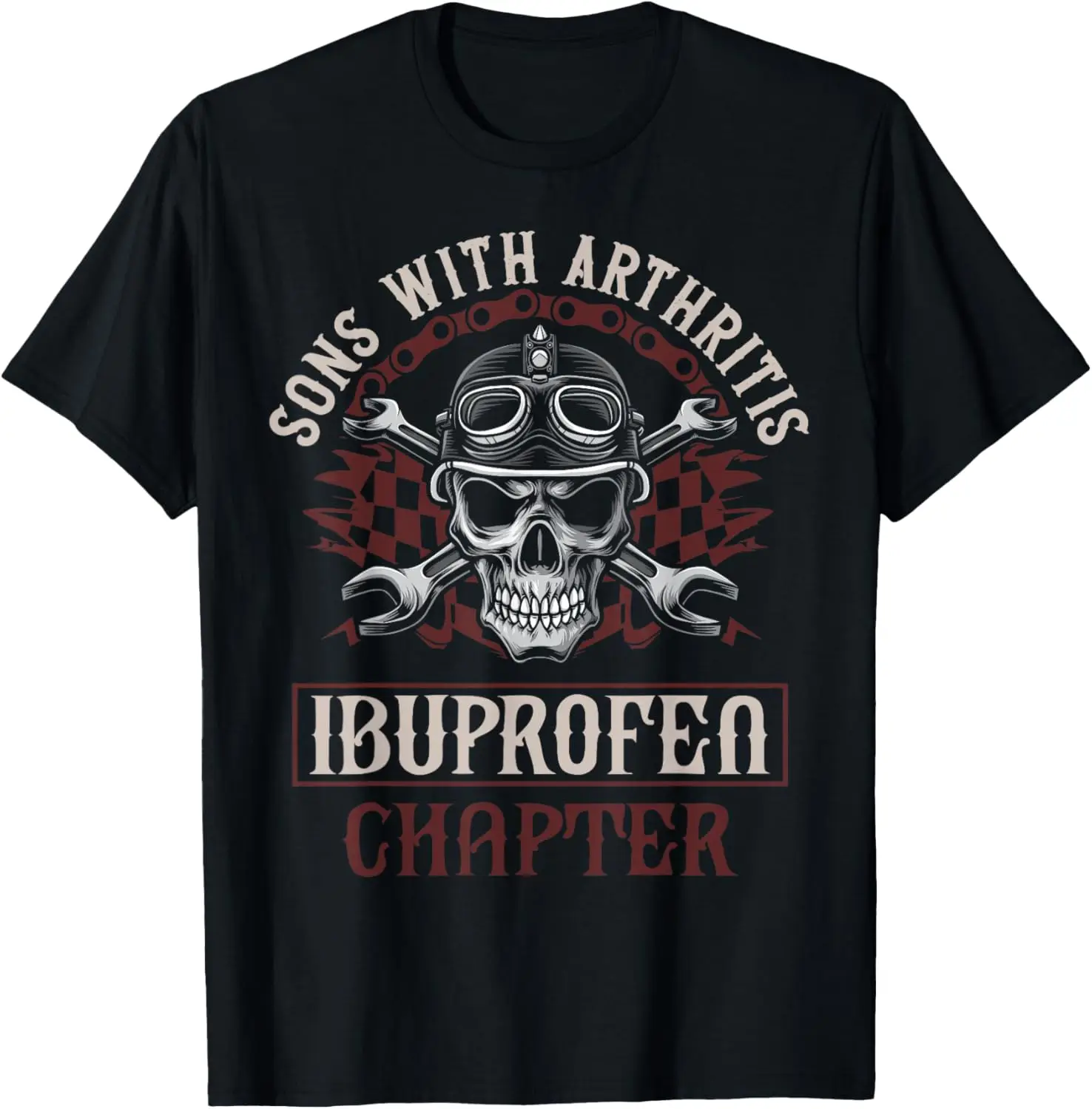 

Sons with Arthritis Ibuprofen Chapter Men's Black Small Motorcycle Biker T-Shirt Motorcycle
