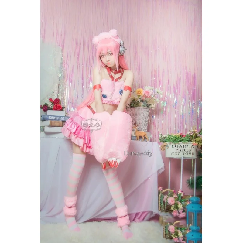 AAA 2025 SUPER SONICO GRG Racing Queen Genus Gloomy Bear Cosplay Costume socks Pink Suit with Wig