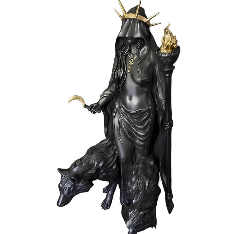 ساحرة الليل ديكور المنزل هالوين هيكات اليونانية الساحرة تمثال تمثال كلب الصيد الحديثة من ماجيك تمثال راتنج ديكور #2