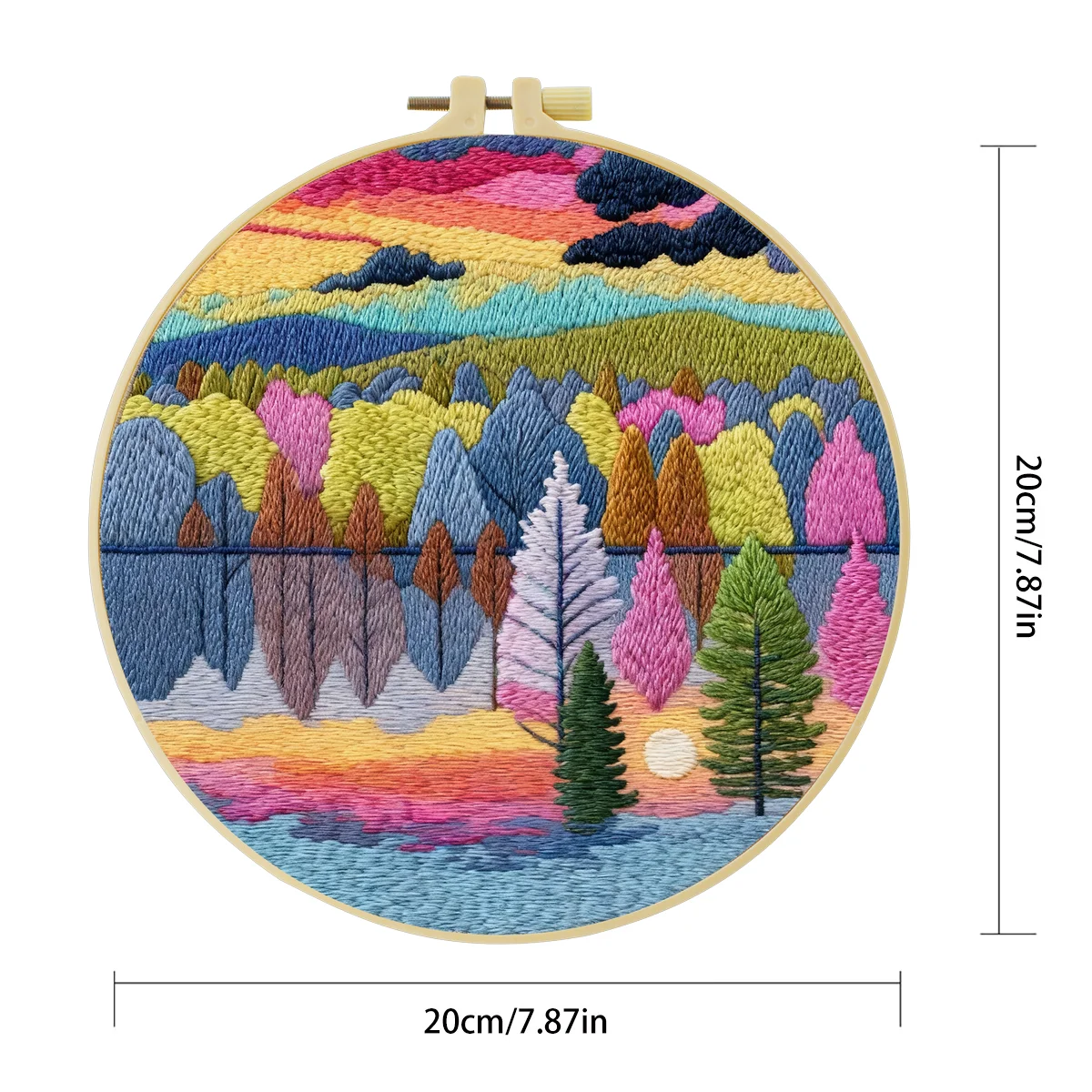 1 Stück 20X20CM/15X15CM 7,87/6,3 Zoll Stickerei-Starter-Kit mit Landschafts- und Bergmotiven, DIY-Kit, Stickerei-Set, Handarbeiten, Heimdekoration – Detail 5