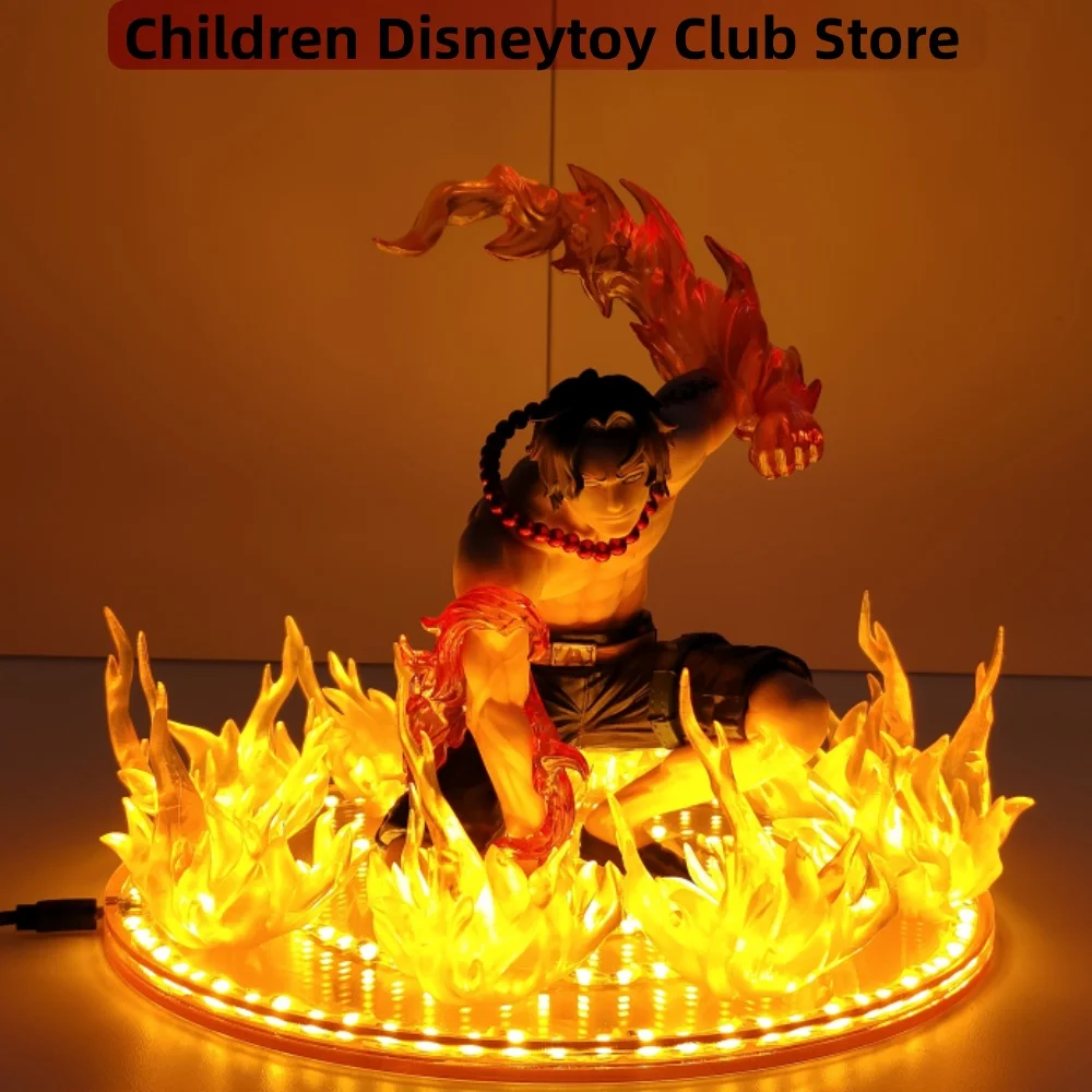 

ONE PIECE Anime Portgas·D· Ace Fire Fist Action Figures Model Figurine Figure & Base & Lamp DIY Collection Decoration Toys