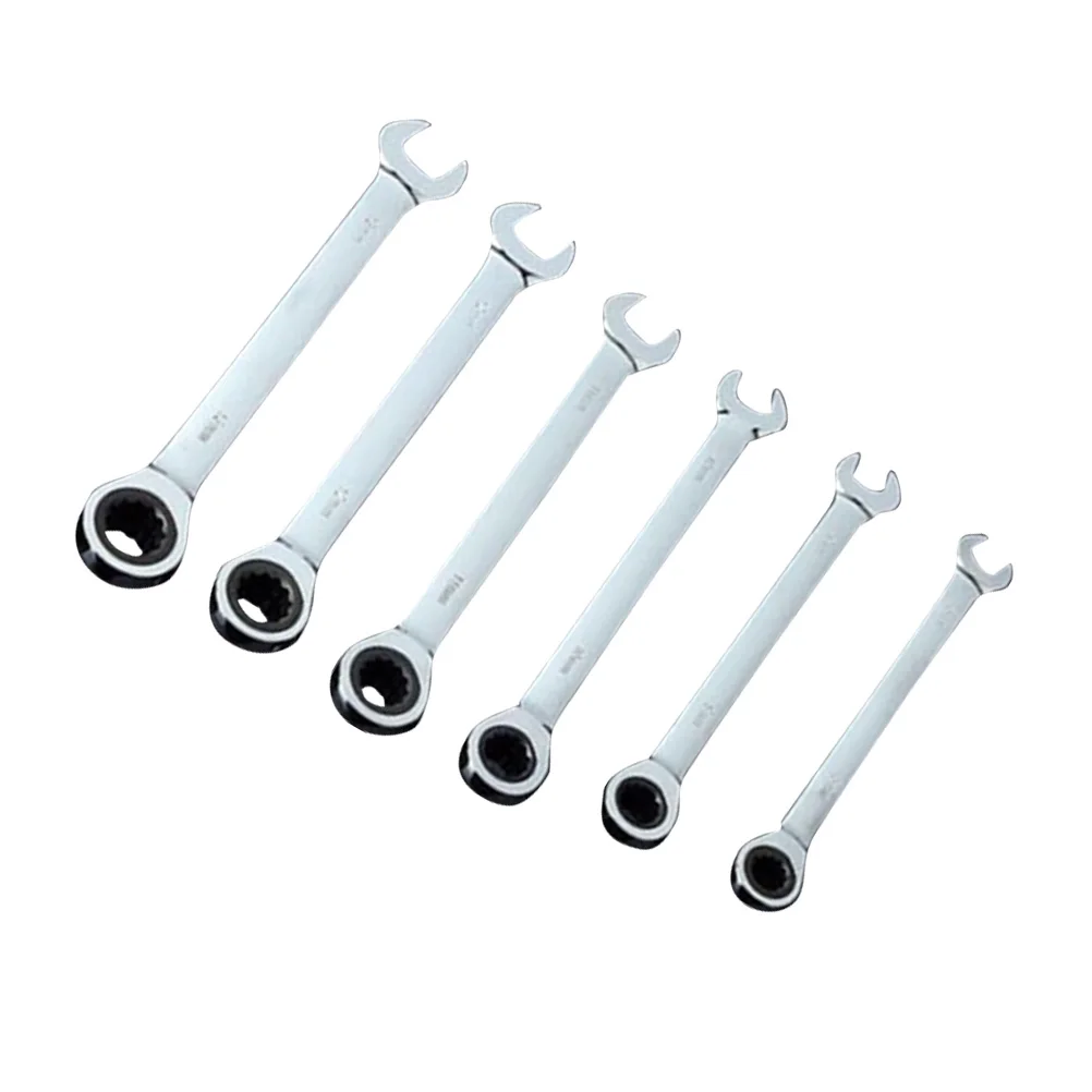 

6pcs Dual-Head Wrench Spanner Set Mixed Size Ratchet Plum Hand Tools Durable Steel Travel Toolratchet wrench dual head spanner