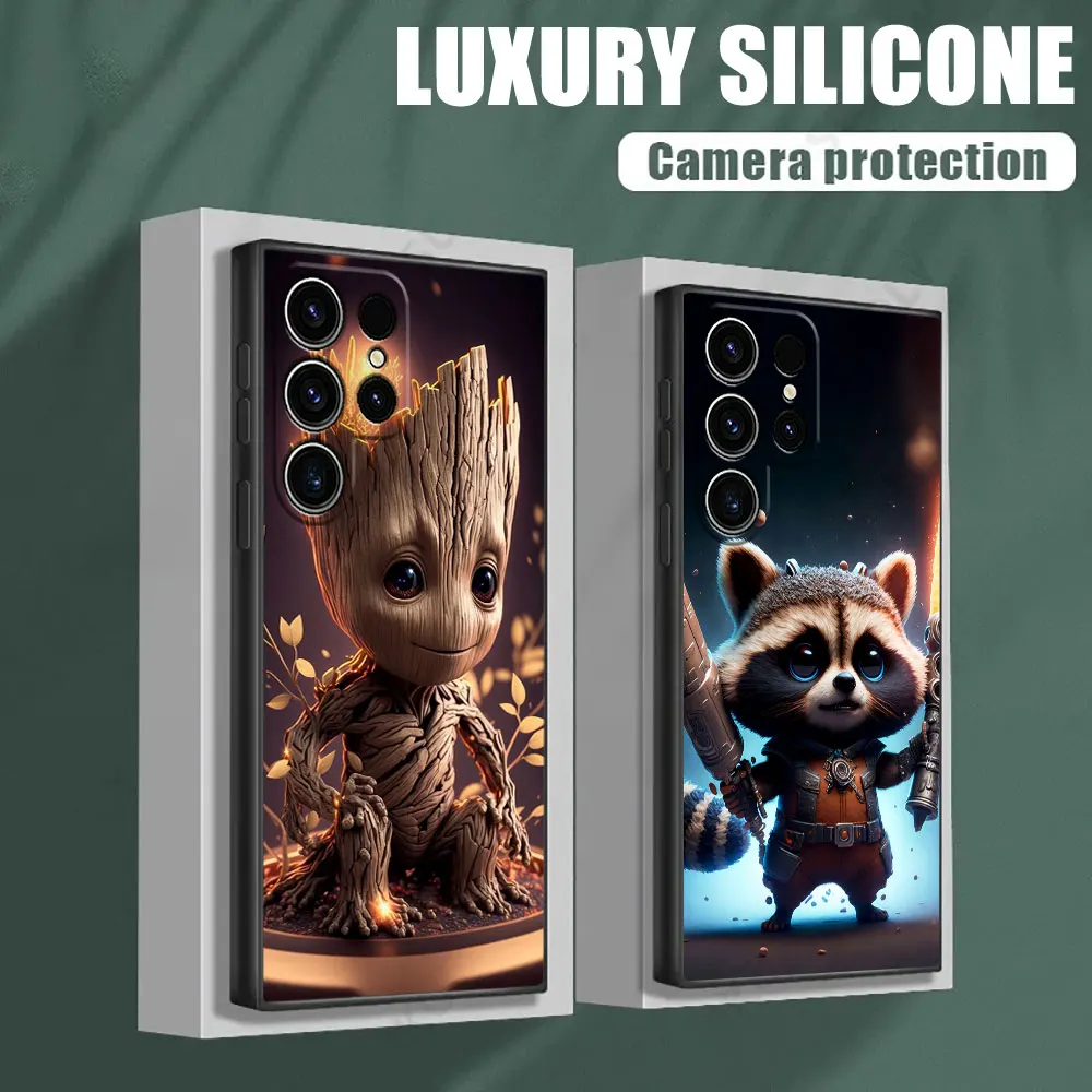 Funda de teléfono con diseño de Marvel Baby Groot Rocket para Samsung Galaxy S26 S25 Ultra S24 S23 Ultra S22 Plus S21 S20 S21 FE S26 Ultra