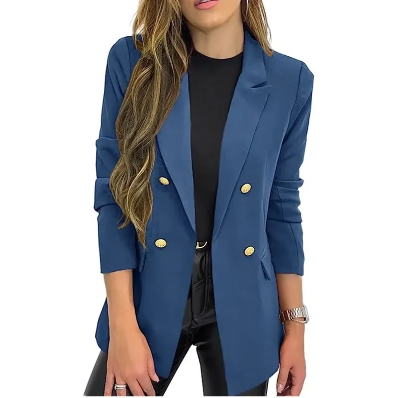 2024 New Solid Color Blazers for Women Jacket Casual Long Sleeve Lapel Button Coat Jacket Women