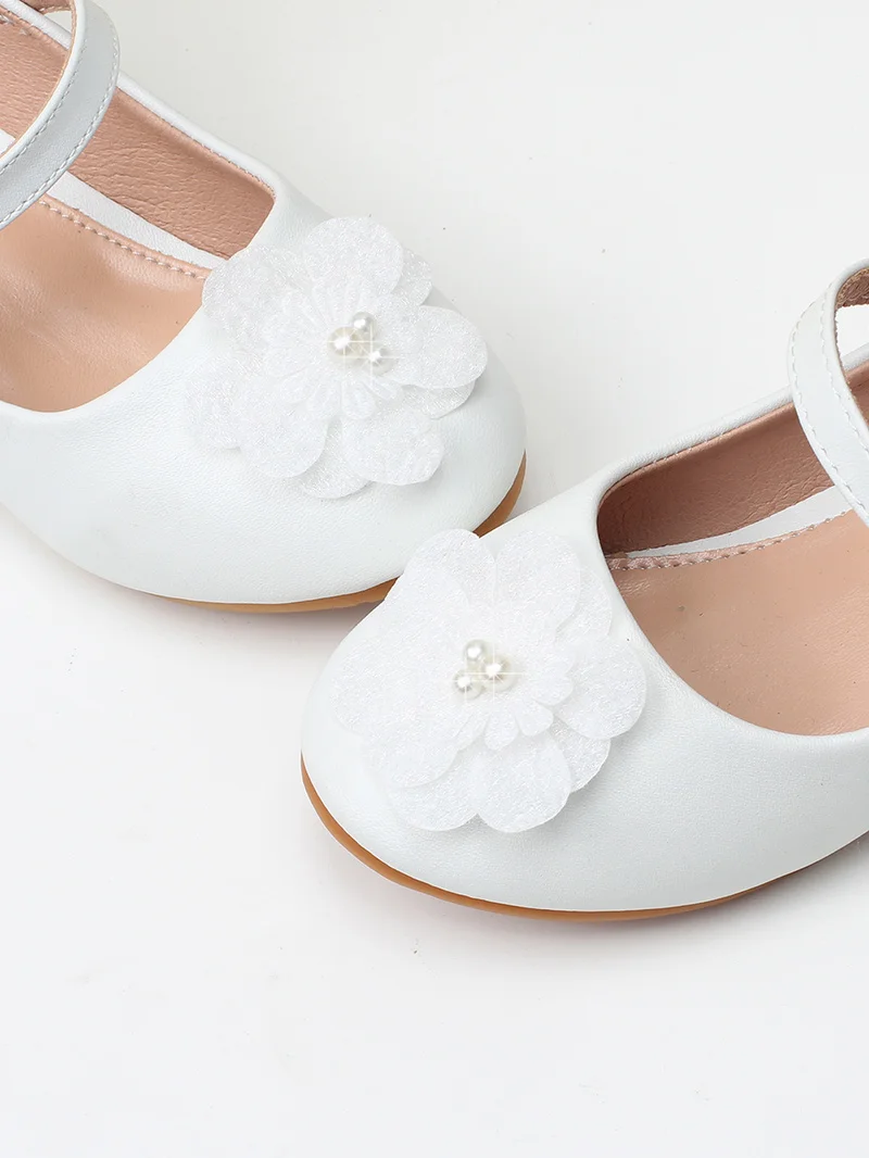 Children\'s shoes Spring and Autumn season new girls\' white flower princess shoes children\'s fashion party children\'s heels shoes