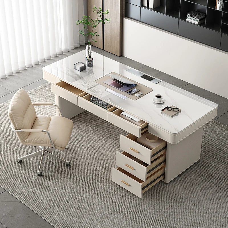 

Designer Luxury Modern Office Desk Storage Drawers Asthetic Executive Home Computer Desks Standing Writing Biurko Furniture