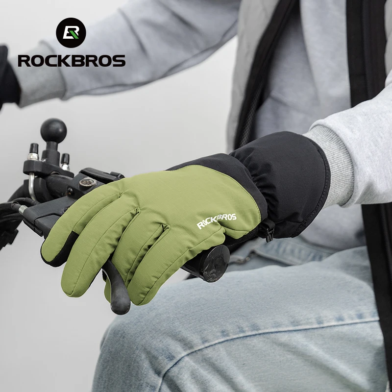 ROCKBROS gants de cyclisme d'hiver coupe-vent chauds thermiques avec boucles pour écran tactile pour hommes et femmes pour le cyclisme et le ski