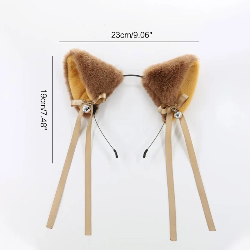 Fashion Plush Hair Hoop Ears Headband Simulation Animal Headdress with Bowknot Hair Accessories for theme Party M6CD