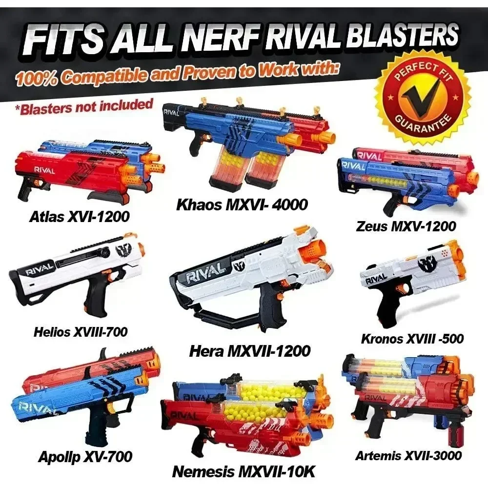Soft Foam Apollo Recarga Balas Bola de Munição para Rival Nerf Série Toy Gun, Outdoor Melhorando Balas Práticas, Kids Gift, 100 Rodadas