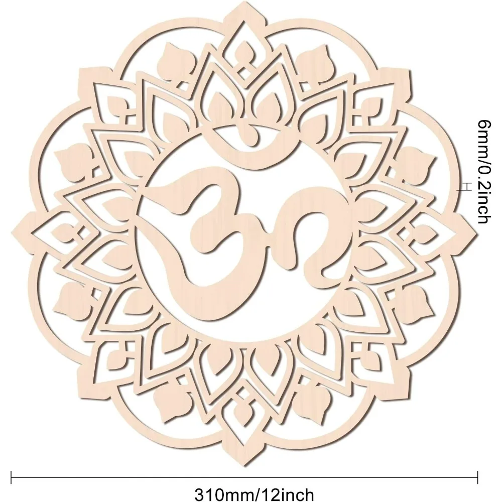 12Inch Om Aum Sanskrit Mantra Wooden Wall Decor Art Sacred Geometry Home Decor Laser Cut Wooden Wall Sculpture for Home Office